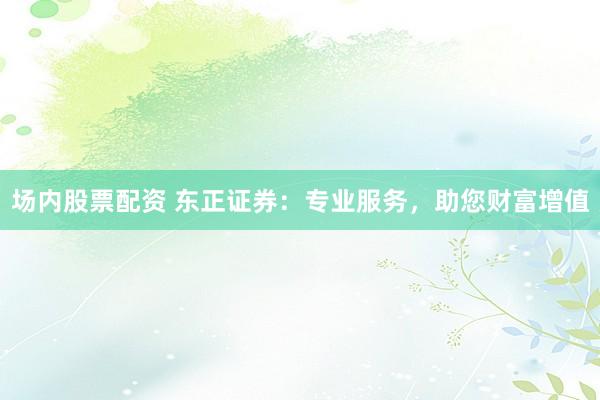场内股票配资 东正证券：专业服务，助您财富增值