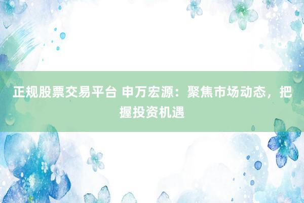 正规股票交易平台 申万宏源：聚焦市场动态，把握投资机遇