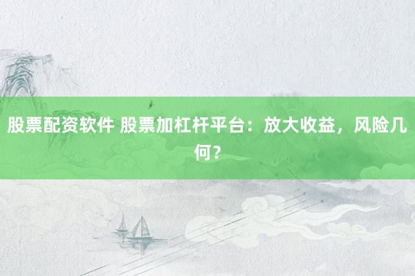 股票配资软件 股票加杠杆平台：放大收益，风险几何？