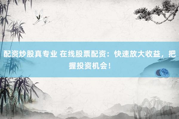配资炒股真专业 在线股票配资：快速放大收益，把握投资机会！