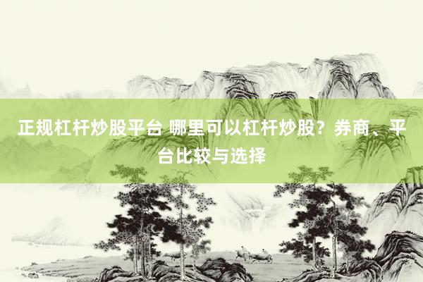 正规杠杆炒股平台 哪里可以杠杆炒股？券商、平台比较与选择