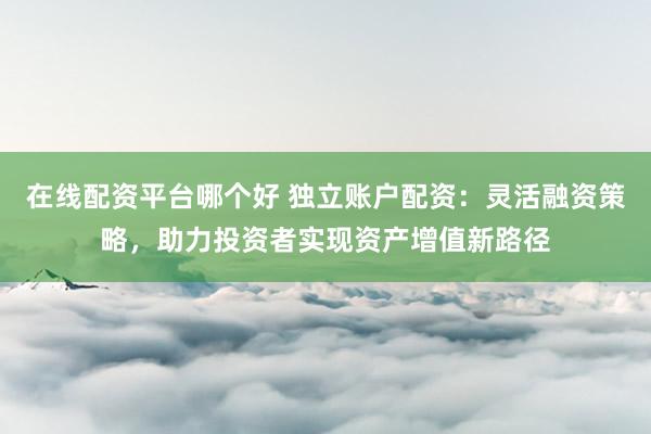 在线配资平台哪个好 独立账户配资:灵活融资策略,助力投资者实现资产增值新路径