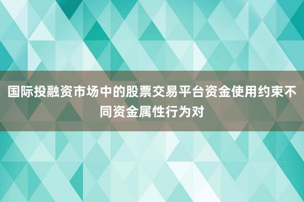 国际投融资市场中的股票交易平台资金使用约束不同资金属性行为对
