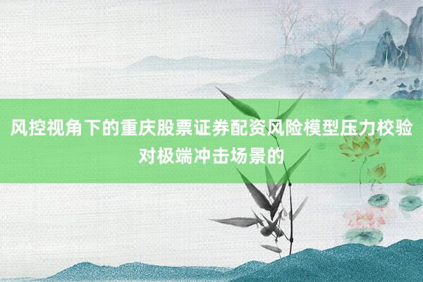 风控视角下的重庆股票证券配资风险模型压力校验对极端冲击场景的