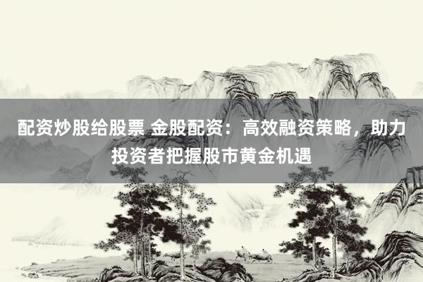 配资炒股给股票 金股配资：高效融资策略，助力投资者把握股市黄金机遇