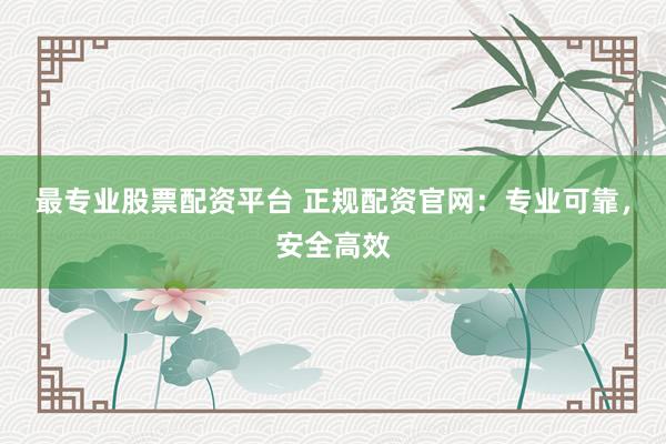 最专业股票配资平台 正规配资官网：专业可靠，安全高效