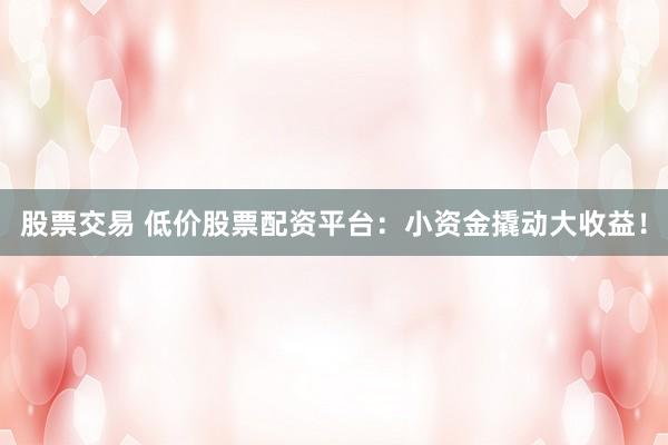 股票交易 低价股票配资平台：小资金撬动大收益！