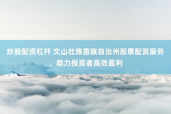 炒股配资杠杆 文山壮族苗族自治州股票配资服务，助力投资者高效盈利
