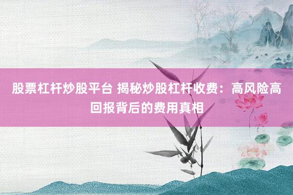 股票杠杆炒股平台 揭秘炒股杠杆收费：高风险高回报背后的费用真相