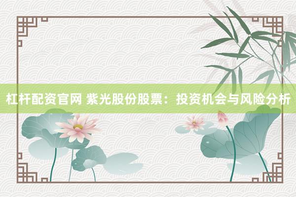 杠杆配资官网 紫光股份股票：投资机会与风险分析